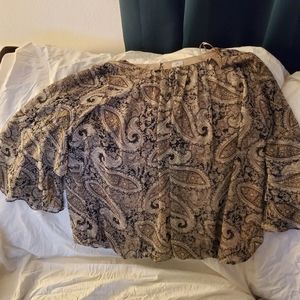 Dress barn 3x 3/4 sleeve beige with brown floral pattern